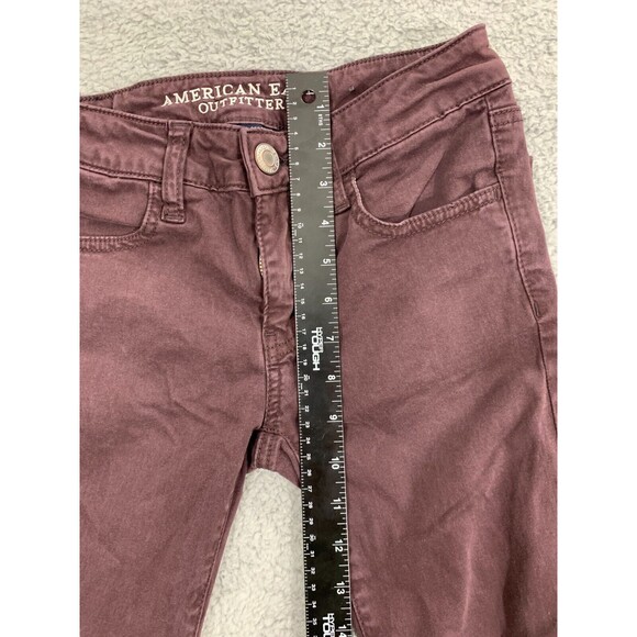American Eagle Outfitters Maroon Leggings Jeggings 0 Regular Standard Sateen - Picture 9 of 12